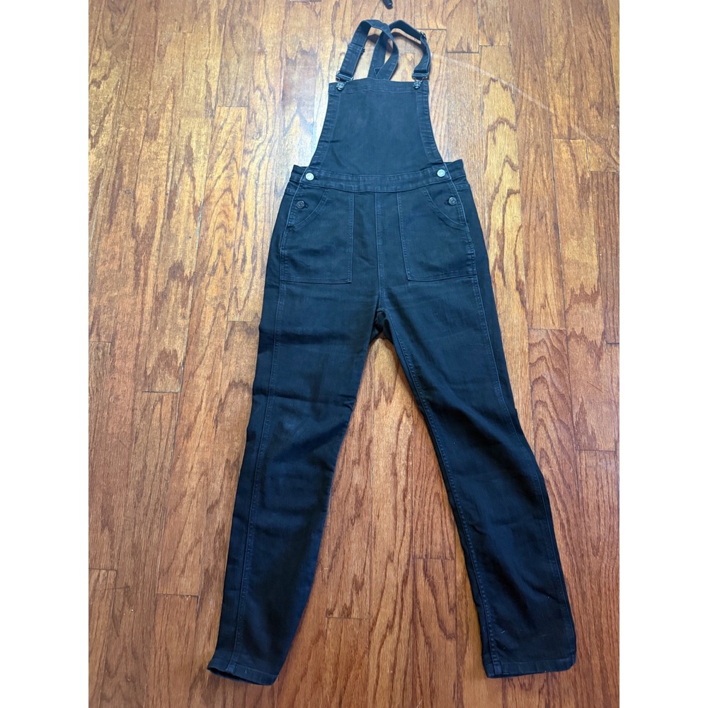 Madwell Skinny Overalls Washed Black Denim Bib Jumpsuit Womens Medium
